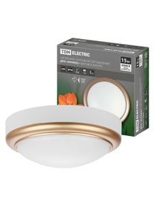 Светильник накладной LED ДПО "Антарес" 15Вт 6500К круг 180*66 мм мат.золото IP54 TDM