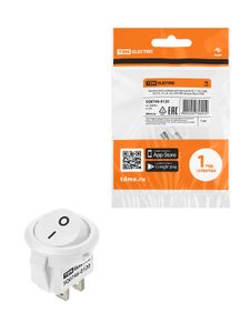 Выключатель клавишный круглый KCD11-101 250В AC/DC, 1P, 3А, (2с), ON-OFF, белый, Micro TDM