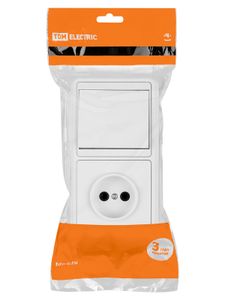 Блок комбинированный БКВР 1-но кл. выкл + розетка TDM