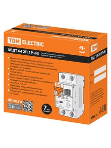 АВДТ 64 2Р(1Р+N) C63 300мА тип А защита 265В - Автоматический Выключатель Дифференциального тока TDM