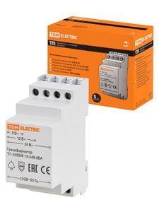 Трансформатор понижающий (звонковый) ТП-230В/8-12-24В  8ВА DIN-рейка TDM
