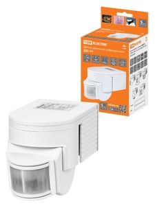 Датчик движения  настенный  ДДС-04 1100Вт, 5-900с, 12м, 5+Лк, 180гр, IP44, TDM