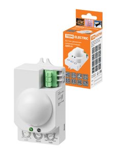Датчик движения микроволновый ДДМ-01 5,8ГГц 1200Вт, 10-720с, 1-8м, 3+Лк, 120(сбоку)+360(сверху)гр IP20, TDM