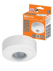 Датчик движения  потолочный ДДП-03 1200Вт, 10-900с, 6м , 3+Лк, 120(сбоку)+360(сверху)гр IP33, TDM