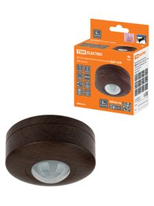 Датчик движения  потолочный ДДП-03В (1200Вт, 10-900с, 6м , 3+Лк, 120(сбоку)+360(сверху)гр IP33), "ЭКО" венге TDM