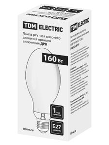 Лампа ртутная высокого давления прямого включения ДРВ 160 Вт Е27 TDM