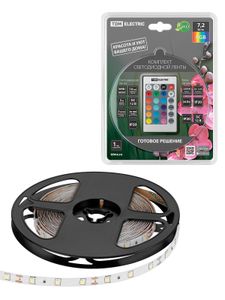 Комплект светодиодной ленты SMD5050-30 LED/м-12 В-7,2 Вт/м-IP20-RGB (5 м), 24 Вт, IR-контроллер TDM