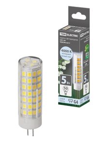 Лампа светодиодная G4-5 Вт-230 В-4000 К, SMD, 16x55 мм TDM