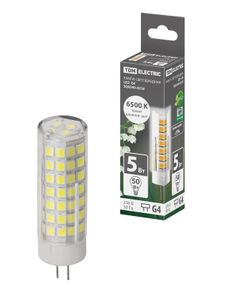 Лампа светодиодная G4-5 Вт-230 В-6500 К, SMD, 16x55 мм TDM