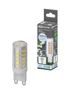 Лампа светодиодная G9-5 Вт-230 В-4000 К, SMD, 16x49 мм TDM