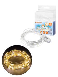 Гирлянда светодиодная "Роса50" 50LED, 5м, 3000К, 2хCR2032, TDM