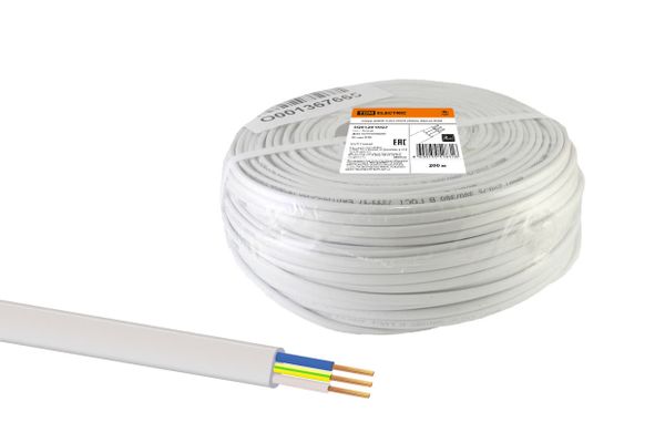 Шнур ШВВП 3х0,5 ГОСТ (200м), белый TDM