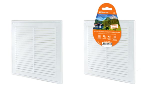 Решетка разъемная с москитной сеткой, белая, 250х250 TDM