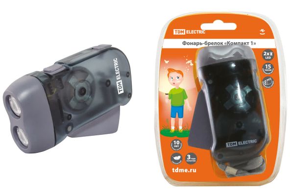 Фонарь "Компакт 1", аккумуляторный, 2 светодиода 6 лм/Вт TDM