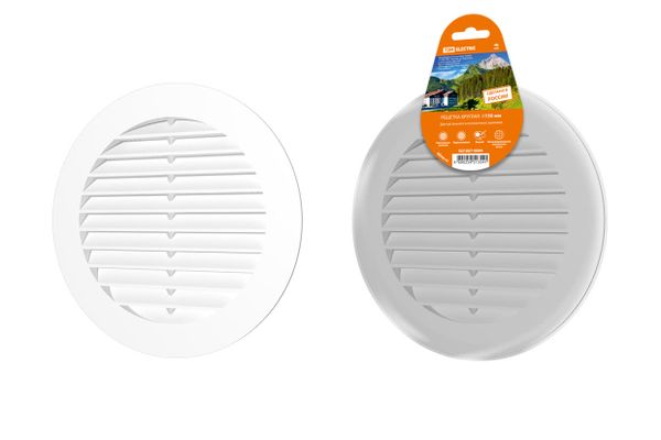 Решетка круглая с москитной сеткой, белая, с фланцем d150, внеш. D200 TDM