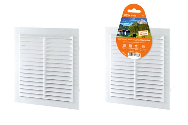 Решетка неразъемная с москитной сеткой, белая, 150х150 TDM