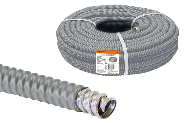 Металлорукав в ПВХ-изоляции РЗ-Ц-П 32 серый без протяжки (20м) TDM