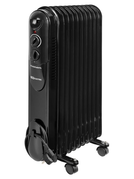 Масляный обогреватель МО-11К, чёрный, 2500 Вт, 11 сек, рег. мощ. (1000/1500/2500 Вт), термостат, TDM