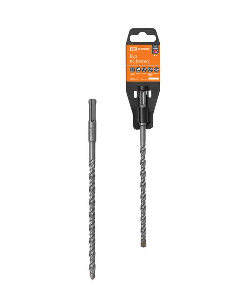 Бур по бетону, 8×210×150 мм, SDS-Plus, 2 резца, пластиковый держатель, 1 шт, "Рубин" TDM