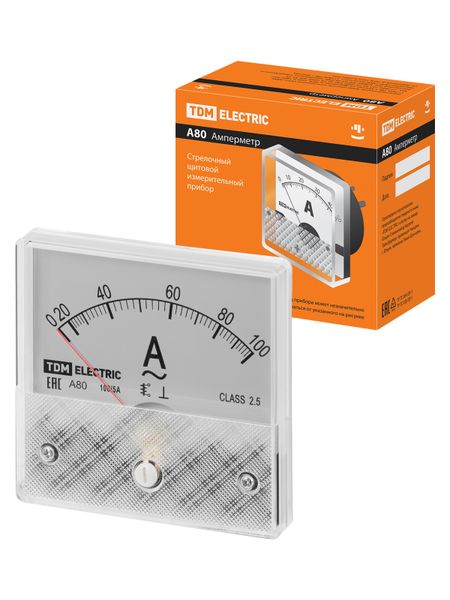 Амперметр А80Н 100А/5А-2,5, трансформаторного включения, (без поверки), TDM