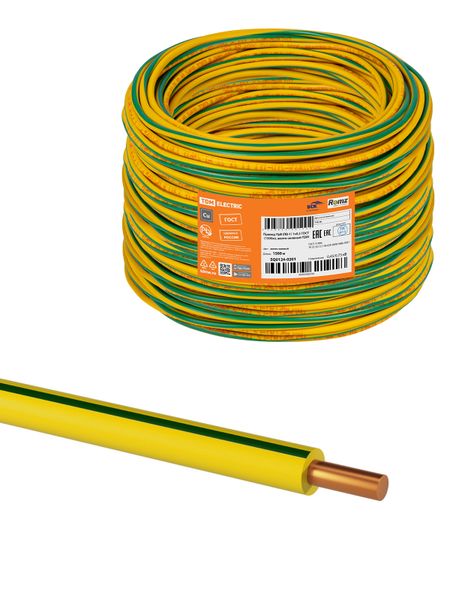 Провод ПуВ (ПВ-1) 1х0,5 ГОСТ (1500м), желто-зеленый TDM