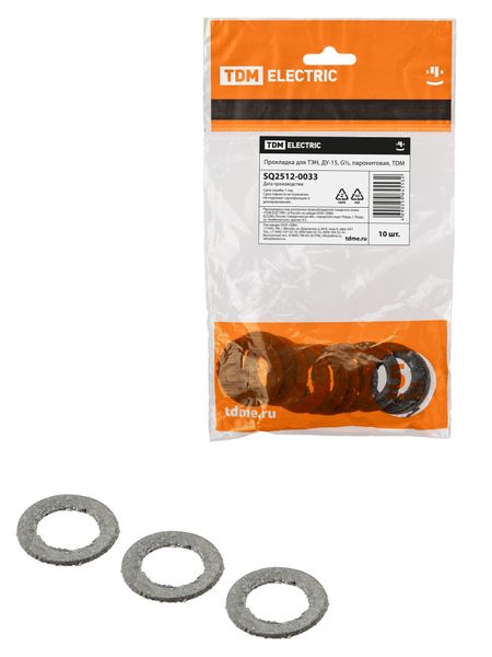 Прокладка для ТЭН, ДУ-15, G½, паронитовая, TDM