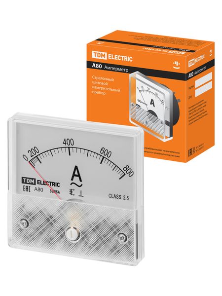 Амперметр А80Н 800А/5А-2,5, трансформаторного включения, (без поверки), TDM