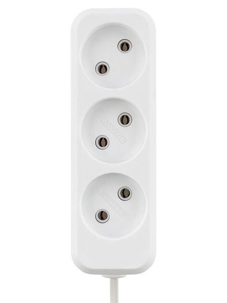 Удлинитель 3 гнезда, 1,5 метра, б/з, 10 А, 2300 Вт, белый, НАРОДНЫЙ У-32015 (Ун 320-0001)