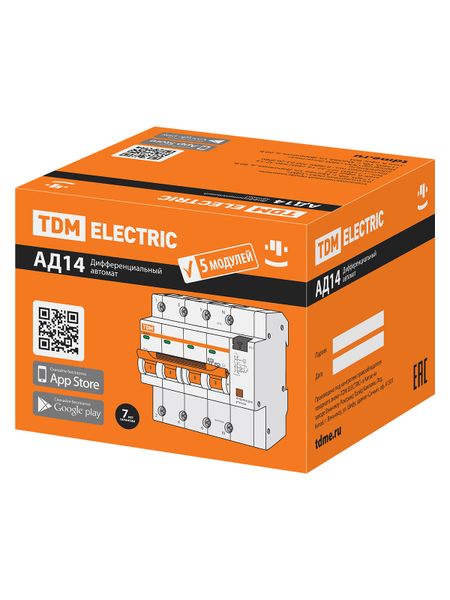 Диф. автомат АД14 4P, C32, 30 мА, 4,5 кА, тип АС, 5 мод, TDM