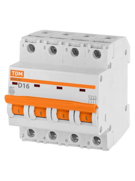 Авт. выкл.ВА47-29 4Р 16А 4,5кА х-ка D TDM