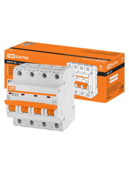 Авт. выкл.ВА47-29 4Р 25А 4,5кА х-ка D TDM