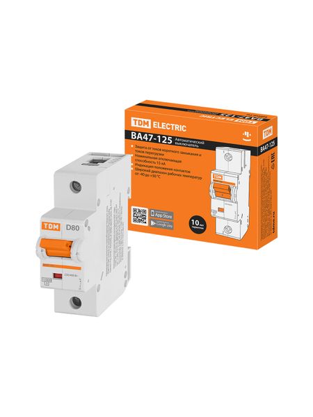 Авт. выкл. ВА47-125 1Р 80А 15кА х-ка D TDM