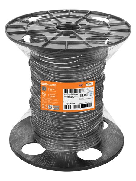 Провод ПуВнг(А)-LS 1х4,0 ГОСТ на катушке (450м), черный TDM