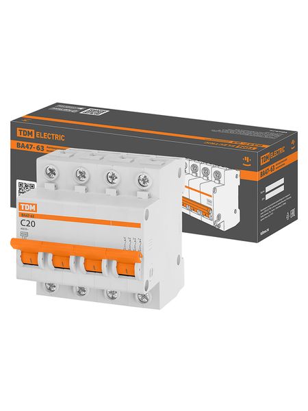 Авт. выкл.ВА47-63 4Р 20А 4,5кА х-ка С TDM