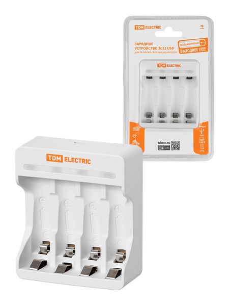 Зарядное устройство 2044 (200 mA 4 слота АА/ААА 4 кан. USB) TDM