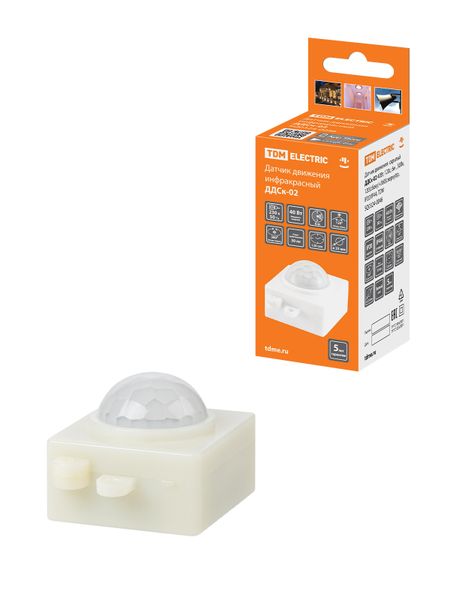 Датчик движения  скрытый ДДСк-02 40Вт, 120с, 6м , 30Лк, 120(сбоку)+360(сверху)гр, IP20/IP44, TDM