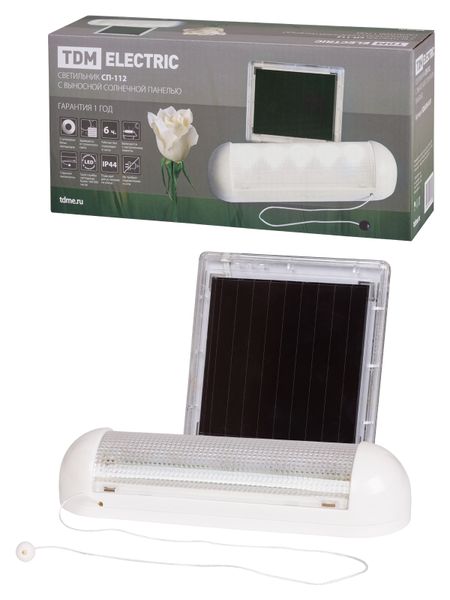 Светильник СП-112 с выносной солнечной панелью, пластик, TDM