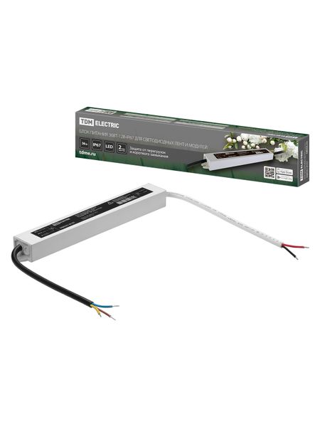 Блок питания 36Вт-12В-IP67 для светодиодных лент и модулей DC 12В, металл TDM