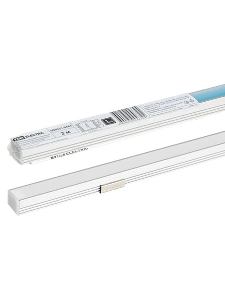 Алюминиевый профиль накладной 1612 (2 м), матовый рассеиватель, 2 заглушки, 4 крепежа TDM