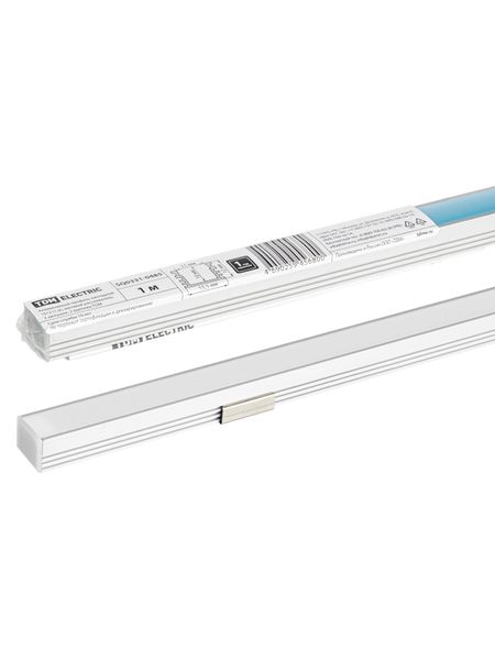 Алюминиевый профиль накладной 1612 (1 м), матовый рассеиватель, 2 заглушки, 2 крепежа TDM