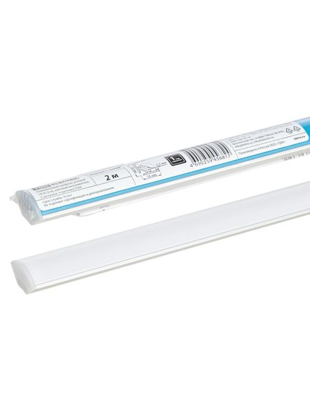 Алюминиевый профиль угловой 1616 (2 м), матовый рассеиватель, 2 заглушки, 4 крепежа TDM