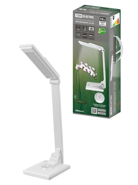 Светильник светодиодный настольный  СН-360, складной, сенсор-диммер, 220 В, 10 Вт, 5300 К белый TDM