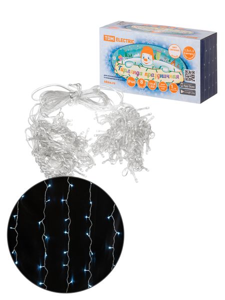 Гирлянда новогодняя "Занавес" 1,5х1,5 м, белый свет,  8 режимов, наружное использование, IP44, TDM