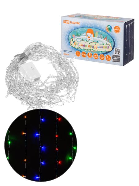 Гирлянда светодиодная "Занавес" 1,5х1,5 м, 168LED, многоцветн., 8 режимов, 250 В, IP20, TDM
